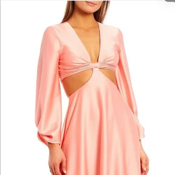 Gianni Bini Madeline Satin Plunge V-Neck Midi Dress NWT Size 0 - Picture 5 of 13